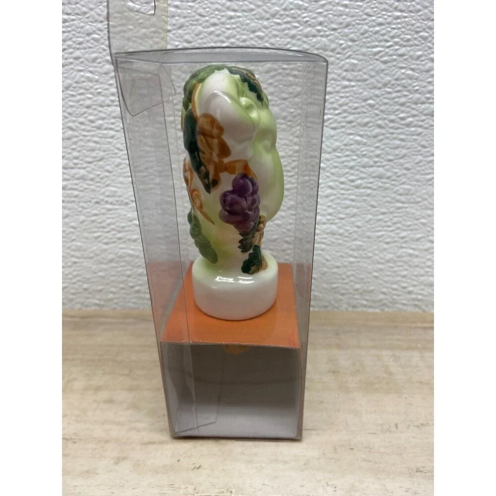 2001 Cera Vino Ceramic Bottle Stopper Sheep Ram And Grapes New In Box